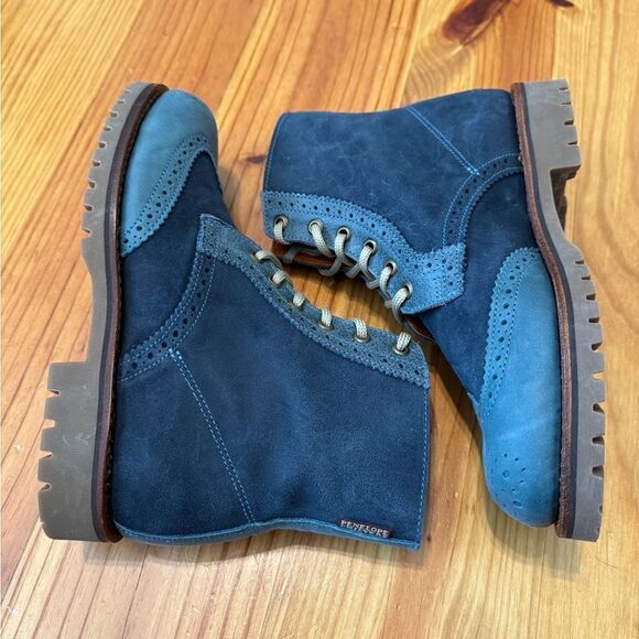 PENELOPE CHILVERS Blue Brogue Ankle Boots Leather Women’s SIZE 37.5 / US 7 - Picture 11 of 14